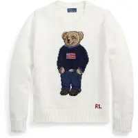 Ralph Lauren for woman. 211978359001 Cotton and linen pullover with white Polo Bear (S), Casual