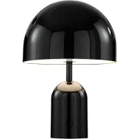 Tom Dixon Akku-pöytälamppu BELL PORTABLE, musta, 28 cm IP44 himmennettävä, Musta, Olohuone/ruokailutila, Synteettinen materiaali, Design
