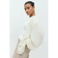 Gina Tricot Chunky Knitted Cardigan - Cream - L