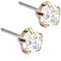 Blomdahl Golden Titanium Tiffany Precious, CZ White 5 mm