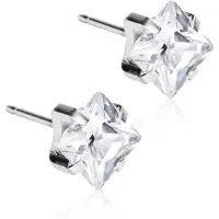 Blomdahl Silver Titanium Tiffany Edge CZ White 7 mm