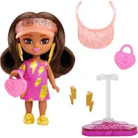 Barbie Doll Extra Mini brunette baseball-lippis