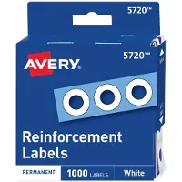 Avery reik vahvikkeet, valkoiset, 1000 kpl/pakkaus - AVE05720