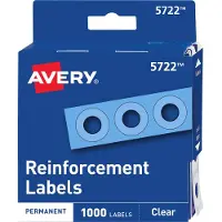 Avery -itseliimautuvat reik vahviketarrat, halkaisija 1/4" rei'itinvahviketarrat, kirkkaat, ei-tulostettavat, yhteens 1 000 tarraa (5722)