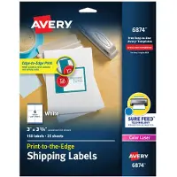 Avery 6874 vripainattavat lhetystarrat 3 x 3-3/4 valkoinen 150 / pakkaus