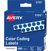 Avery -v rikoodaavat pysyv t tarrat, 1/4 tuuman py re t tarrat, tummansiniset, ei-tulostettavat, 450 pisteen tarrat, yhteens (5793)