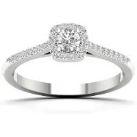 Lykken Elegance valkokultainen halo-timanttisormus 0,33ct-160