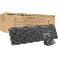 Logitech Signature Slim Combo MK950, Langaton, RF Wireless + Bluetooth, Näppäimen saksikytkin, QWERTY, Grafiitti, Sisältää hiiren