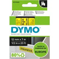 Dymo Merkkausnauha D1 12mm, musta keltaisella pohjalla