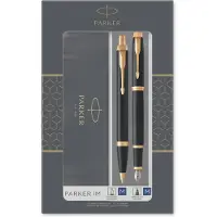 Parker Lahjapakkaus Duo - - IM - Musta täytekynä - Musta kuulakärkikynä - Kultaista yksityiskohtaa