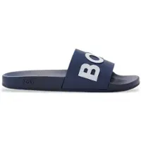 BOSS for man. 50471271 Navy embossed logo flip flops (38), Flat, None, Casual, Beachwear