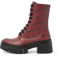 Art for woman. 11375F1X2003_ESP Leather ankle boots 1375F red (40), Flat, 3 to 5 cm, Laces, Zip, Casual