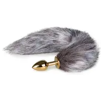 Easytoys Fetish Collection Fox No5 - metallinen anustappi kettuhännällä (kulta-hopea)