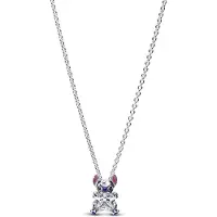 Pandora Disney Stitch Pendant Necklace With Clear Cubic Zirconia, Purple, Blue And Black Enamel - Silver - 45 CM