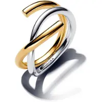 Pandora Organically Shaped Sterling Silver And 14K Gold-Plated Ring - Gold - 54
