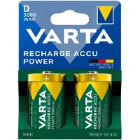 Varta Accu Power ladattava D-paristo 3000mAh, 2 kpl