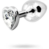 Sustainable Pleasure Loving Heart Butt Plug Silver/Clear Medium