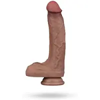 Lovetoy Realistinen Silikonidildo Imukupilla – Dual Density 21,5 cm Nature Cock