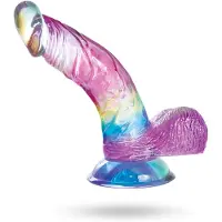Vuxen Jellildo Dildo Curved With Balls Multi
