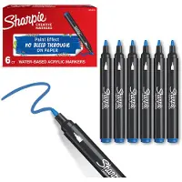 Sharpie Creative Marker Acrylic Paint Pens | Bullet Tip Water-Based Paint Markers | Blue | 6 Count