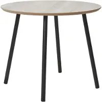 Ebuy24 Pyöreä kahvipöytä 55x45 cm travertiini-efektillä ja mustilla jaloilla