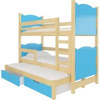ADRK Furniture Kerrossänky Leticia, vaaleansininen/puu