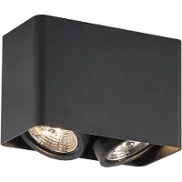 QAZQA Design-pinta-asennettava kohdevalaisin musta GU10 70mm 2-lamppu pyöritettävä ja kallistettava - Vox