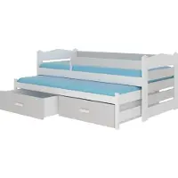 ADRK Furniture Lasten sänky turvalaidalla Tiarro 90x200 cm, valkoinen/harmaa