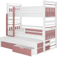 ADRK Furniture Lasten sänky Hippo 190 x 87 x 175 cm, valkoinen/vaaleanpunainen