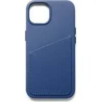 Mujjo Full Leather Wallet Case, iPhone 14 Plus -lompakkokotelo, Sininen