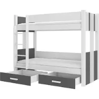 ADRK Furniture Kerrossänky Arta, 90x200 cm, valkoinen/harmaa
