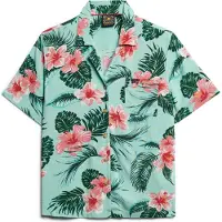 Superdry for woman. W4010419A Beach Resort green shirt (S), Casual, Viscose, Short sleeve