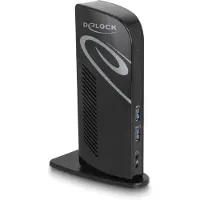 DeLOCK 87728, Telakointi, USB 3.2 Gen 1 (3.1 Gen 1) Type-A + Type-C, 3,5 mm, 10,100,1000 Mbit/s, Musta, 3840 x 2160 pikseliä