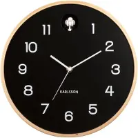 Karlsson Wall Clock Natural Cuckoo Birch Wood Black - Black - ONE SIZE