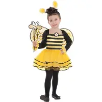 IPK Children's Bee Costume Set 104 Cm, Dress, Headband, Wings And Wand - Yellow - 86/104CM