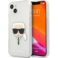 Karl Lagerfeld Karl's Head Glitter - kotelo iPhone 13 minille (hopea)