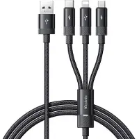 Mcdodo 3IN1 USB-KAAPELI PIKALATAUS USB-C LIGHTNING MICRO USB QC 1M LED