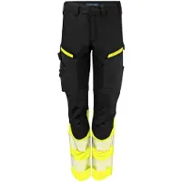 Projob 6538 Naisten Stretchhousut En Iso 20471 Luokka 1 - Black/Yellow - C46