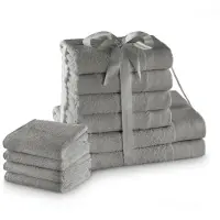 Restilo kylpypyyhesetti Amari, 10 kpl, 30x50 cm, 50x100 cm, 70x140 cm, harmaa