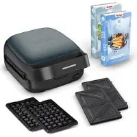 Tefal Snack Collection SW862BF0 - Croque‑Gaufrier 700 W, irrotettavat levyt, musta/harmaa