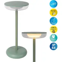 Näve LED-ladattava terassivalaisin Pasi, minttu Korkeus 26 cm Metalli Touch - himmennettävä, Vihreä, Olohuone/ruokailutila, Metalli, Moderni