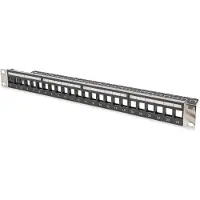Digitus MODULAR PATCH PANEL, SHIELDED, 24-PORT BLANK, 1U, RACK MOUNT, TRANSP. LABEL FIELD, BLACK (DN-91411-LF)