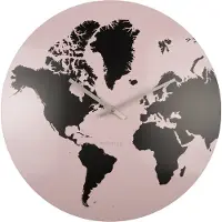 Karlsson World Map Metal Light Pink seinäkello KA5889PI