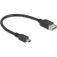 DeLOCK 81522, 0,2 m, Mini-USB B, USB A, USB 2.0, 0,48 Gbit/s, Musta