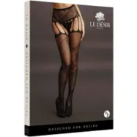 Le Désir Haarattomat verkkosukkahousut – Cut-Out Garter, musta (S–L)