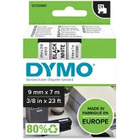 Dymo D1 -tehokas irrotettava polyesteriteippi, 0,37" x 23 jalkaa, musta valkoisella pohjalla