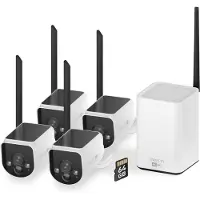 Swann MaxRanger4K, akkukäyttöinen WiFi-kamerapaketti neljällä kameralla ulkokäyttöön, valkoinen/musta
