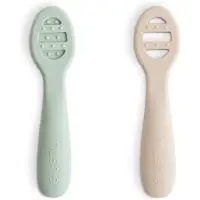 Mushie Harjoittelulusikka 2-pack, Cambridge Blue/Shifting Sand