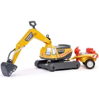 Falk Ride-on Kaivinkone Super Builder + Perävaunu, Keltainen