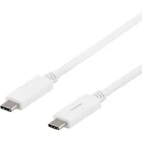 Deltaco USB-C -kaapeli, 100 W, 2 m, valkoinen